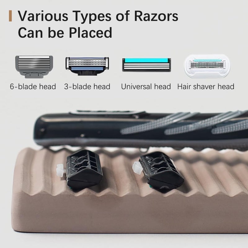 NICITY Diatomite Razor Holder for Shower,Water Absorption Fast Drying Natural Diatomite Tray for Razor Soap Shaving Cream Foam Bottle Face Wash (Brown) - Image 3